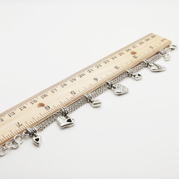 Designer BRIGHTON beaded Cubic Zirconia Heart Charms Bracelet - Picture 6 of 11